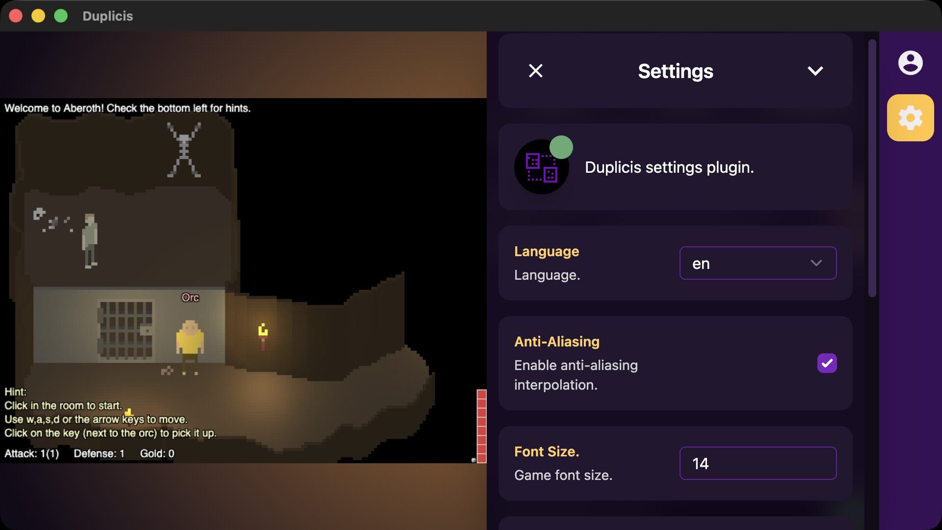 Client configuration screenshot